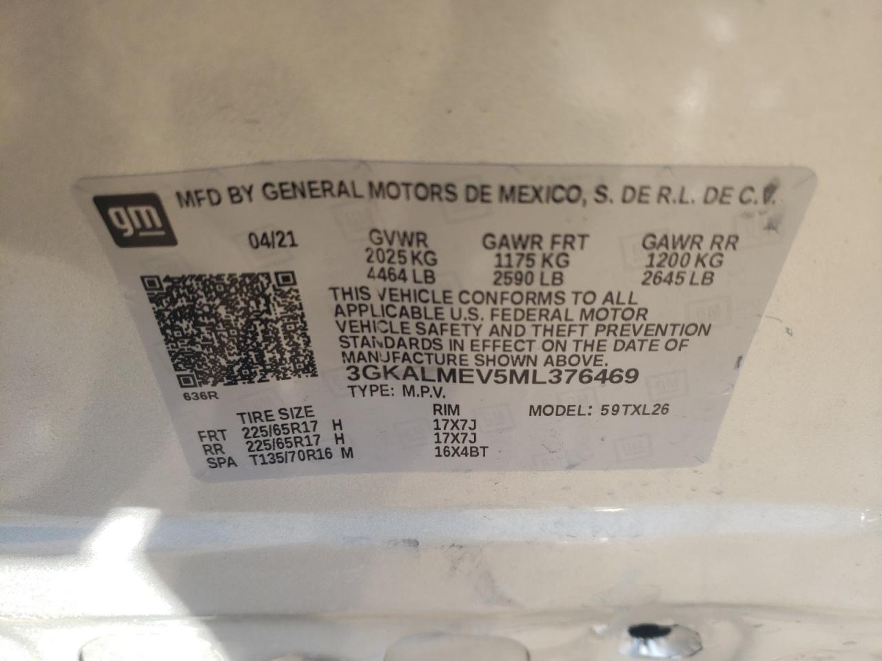 Photo 10 from auction – 2021 GMC TERRAIN SL with VIN 3GKALMEV5ML376469