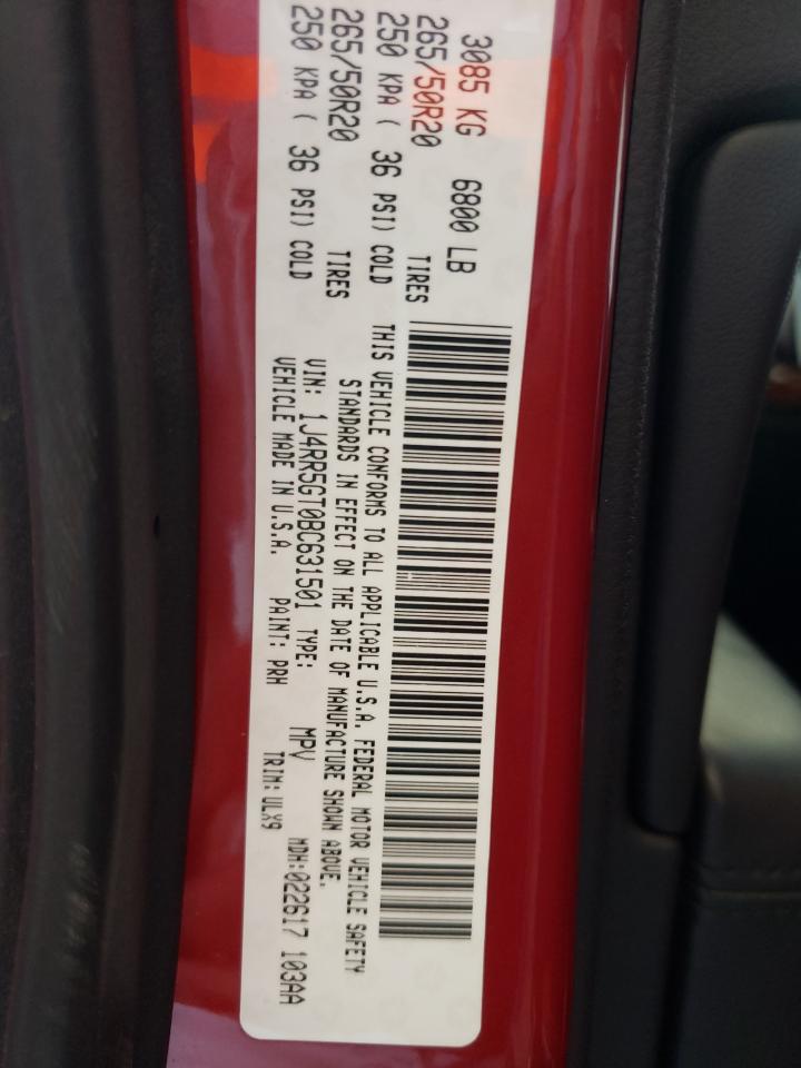 Photo 10 from auction – 2011 JEEP GRAND CHER with VIN 1J4RR5GT0BC631501