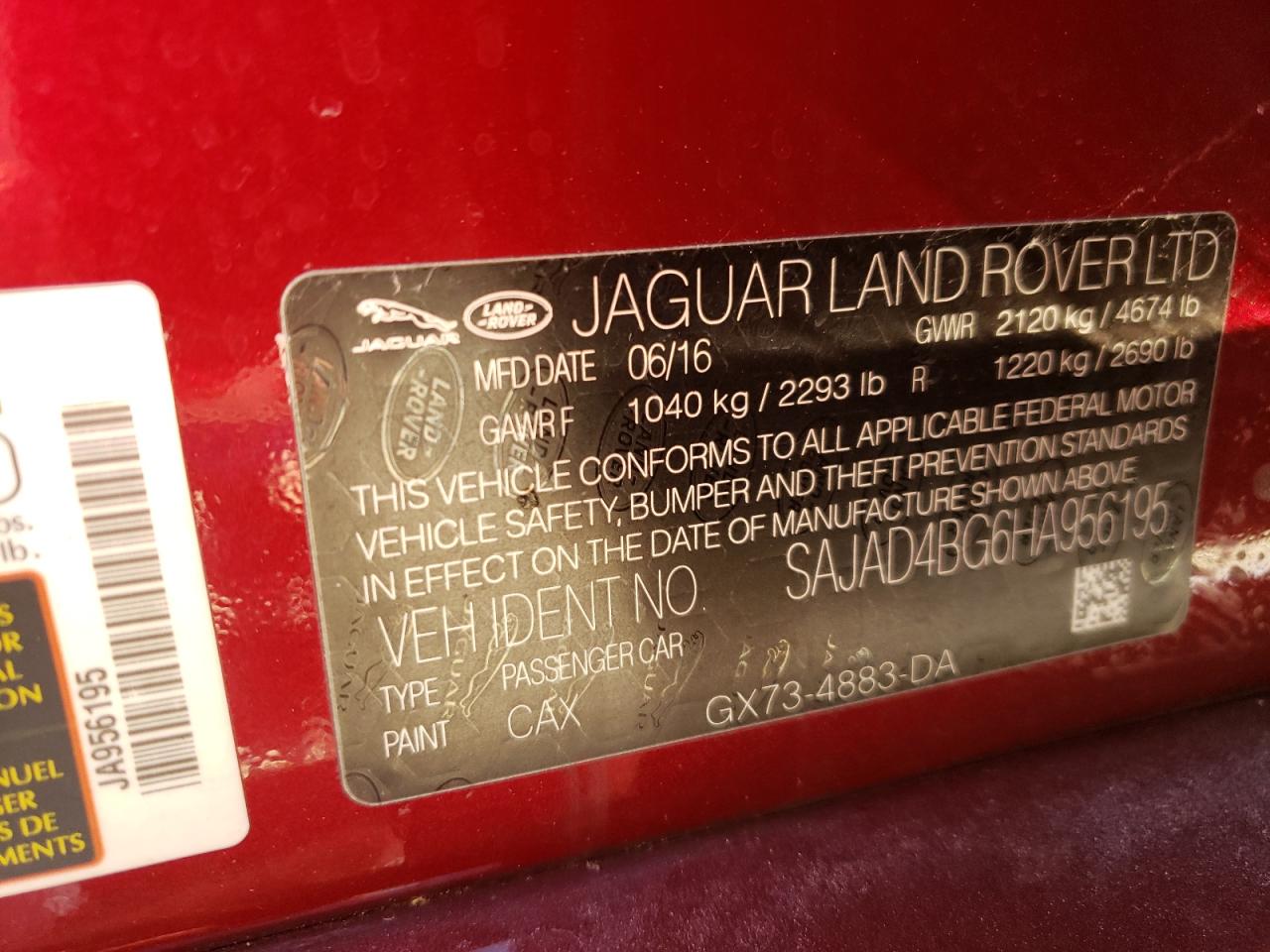Photo 10 from auction – 2017 JAGUAR XE PREMIUM with VIN SAJAD4BG6HA956195