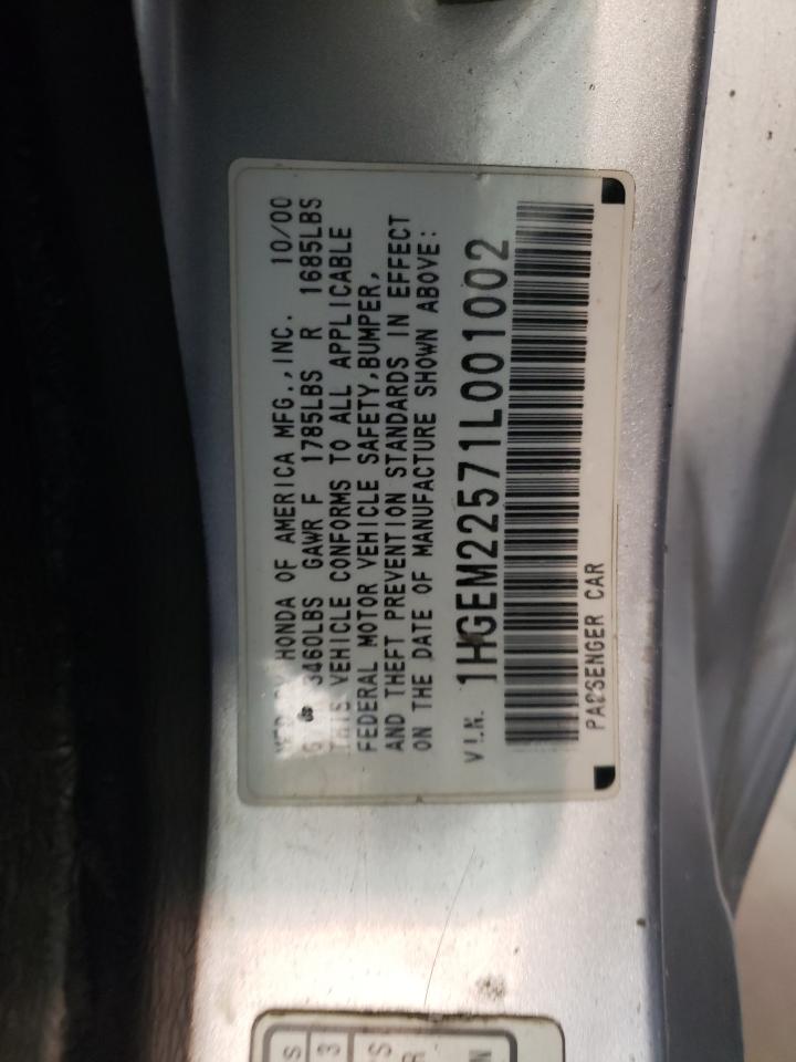 Photo 10 from auction – 2001 HONDA CIVIC LX with VIN 1HGEM22571L001002