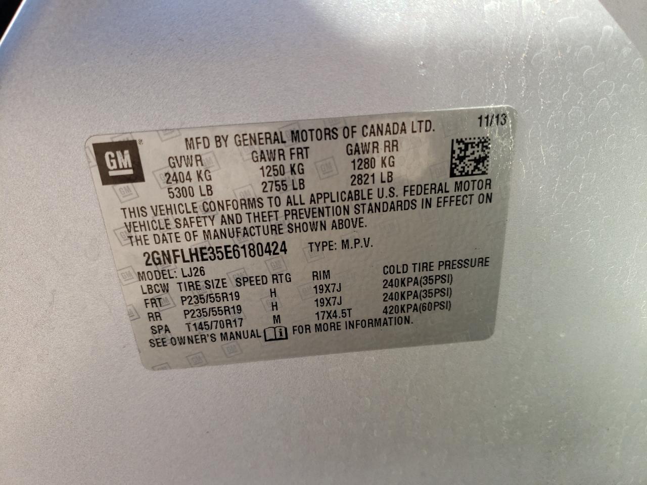 صورة رقم 10 من المزاد - 2014 CHEVROLET EQUINOX LT مع VIN 2GNFLHE35E6180424