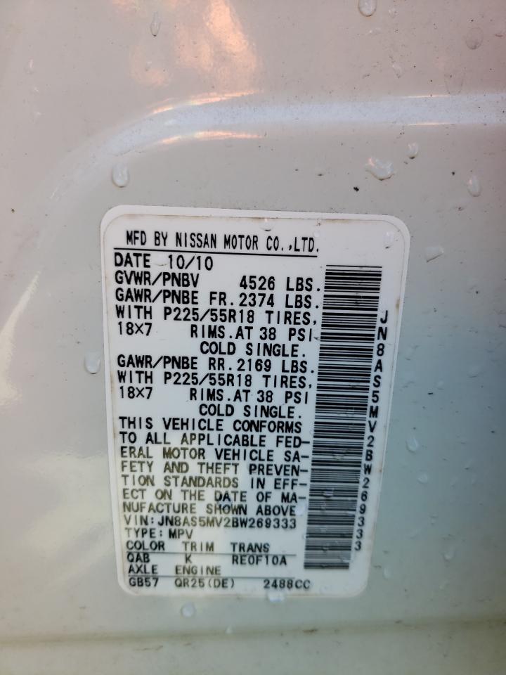 Photo 10 from auction – 2011 NISSAN ROGUE S with VIN JN8AS5MV2BW269333