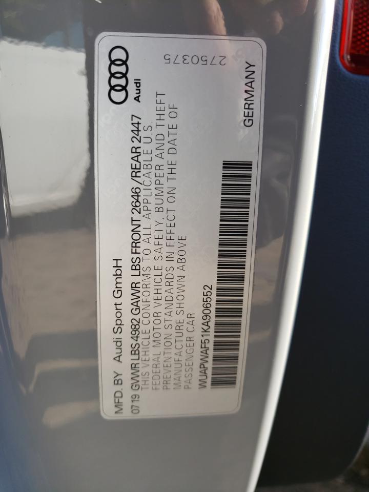 Photo 10 from auction – 2019 AUDI RS5 with VIN WUAPWAF51KA906552
