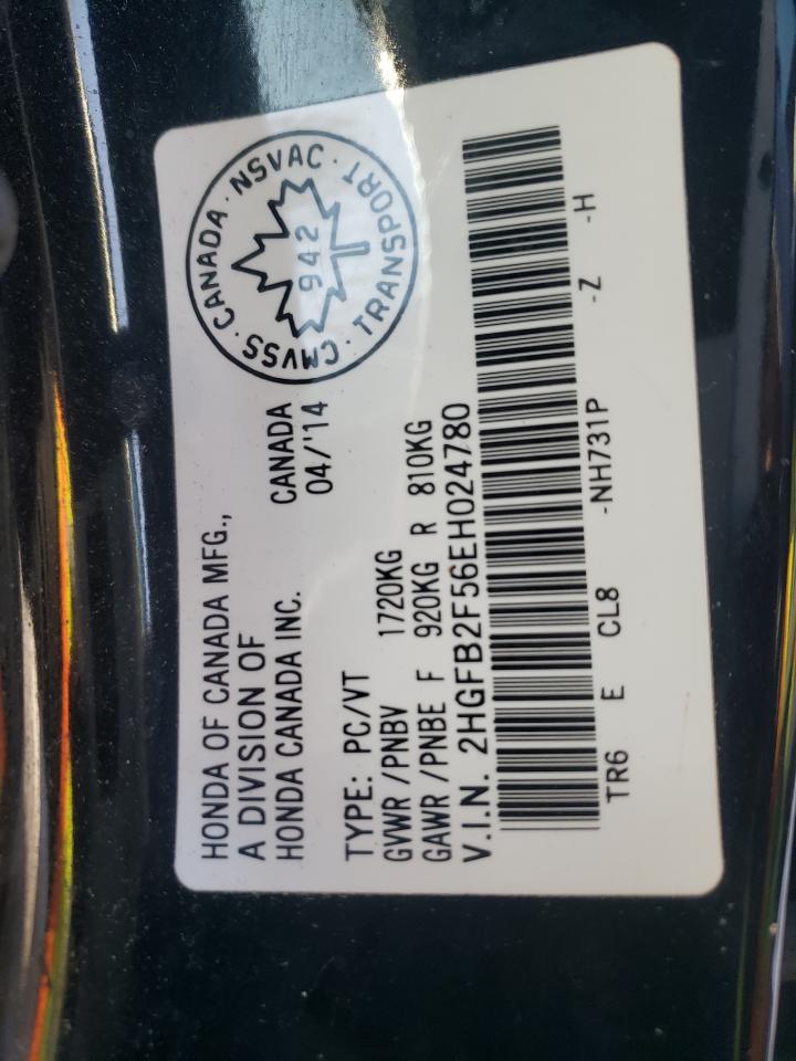 Photo 10 from auction – 2014 HONDA CIVIC LX with VIN 2HGFB2F56EH024780