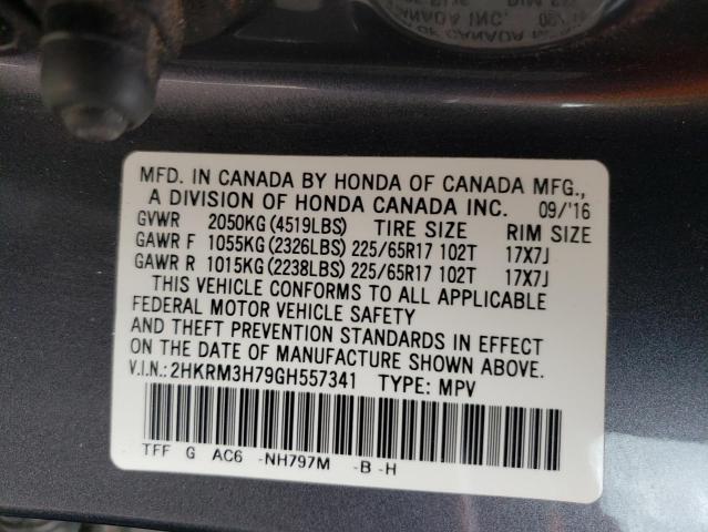 Photo 10 from auction – 2016 HONDA CR-V EXL with VIN 2HKRM3H79GH557341