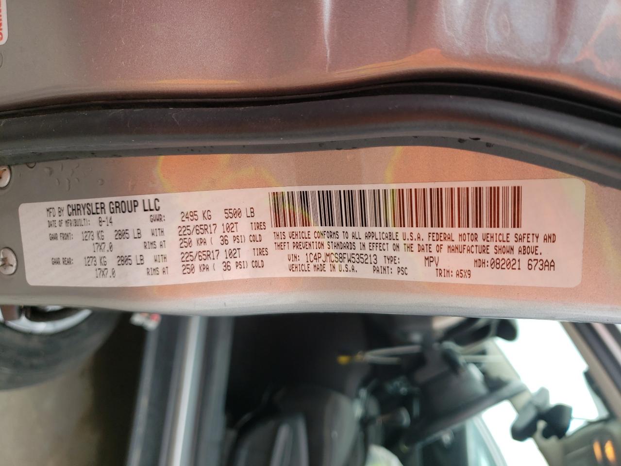 Photo 10 from auction – 2015 JEEP CHEROKEE L with VIN 1C4PJMCS8FW535213