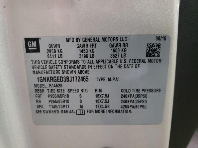 Photo 10 from auction – 2011 CHEVROLET TRAVERSE L with VIN 1GNKRGED3BJ172465