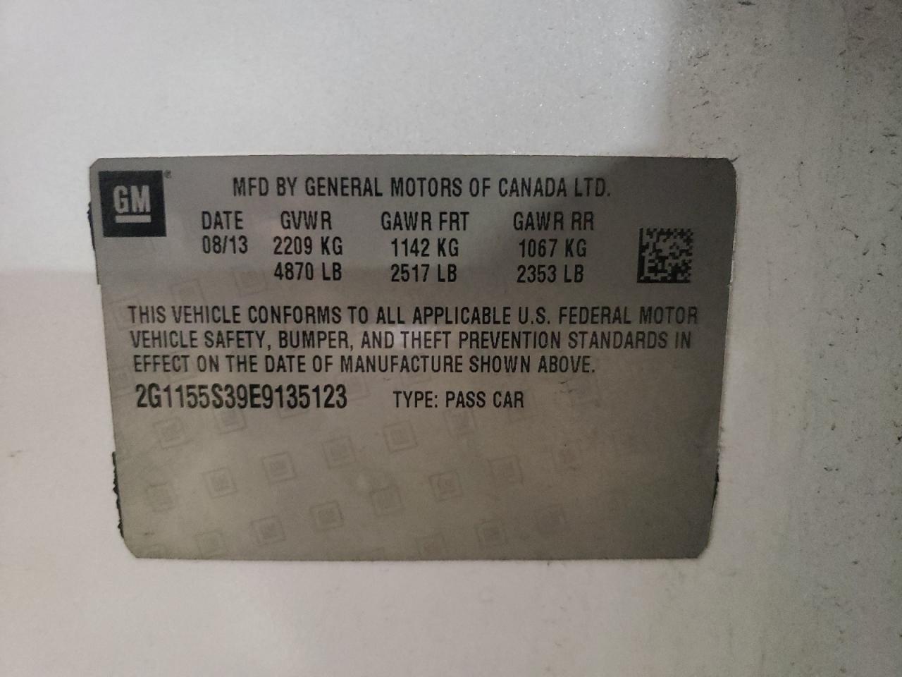 Photo 10 from auction – 2014 CHEVROLET IMPALA LTZ with VIN 2G1155S39E9135123