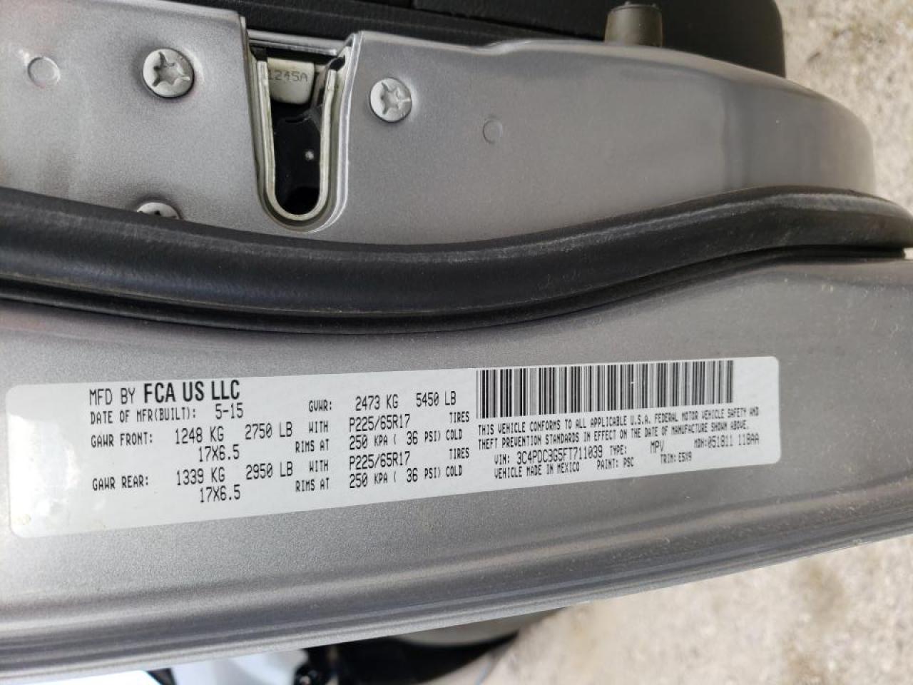 Photo 10 from auction – 2015 DODGE JOURNEY SX with VIN 3C4PDCBG5FT711039