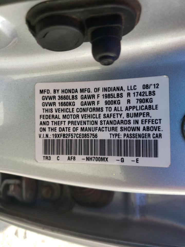 Photo 10 from auction – 2012 HONDA CIVIC LX with VIN 19XFB2F57CE085756