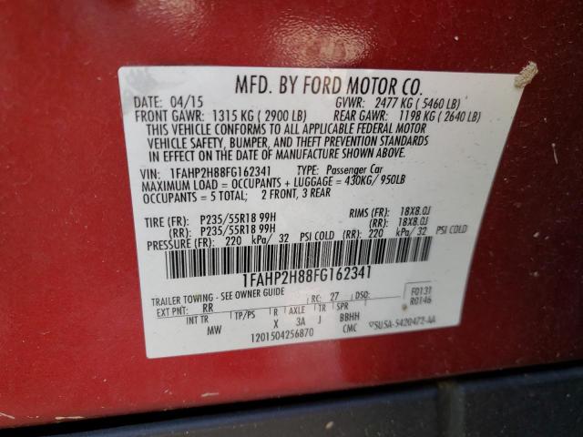 Photo 10 from auction – 2015 FORD TAURUS SEL with VIN 1FAHP2H88FG162341