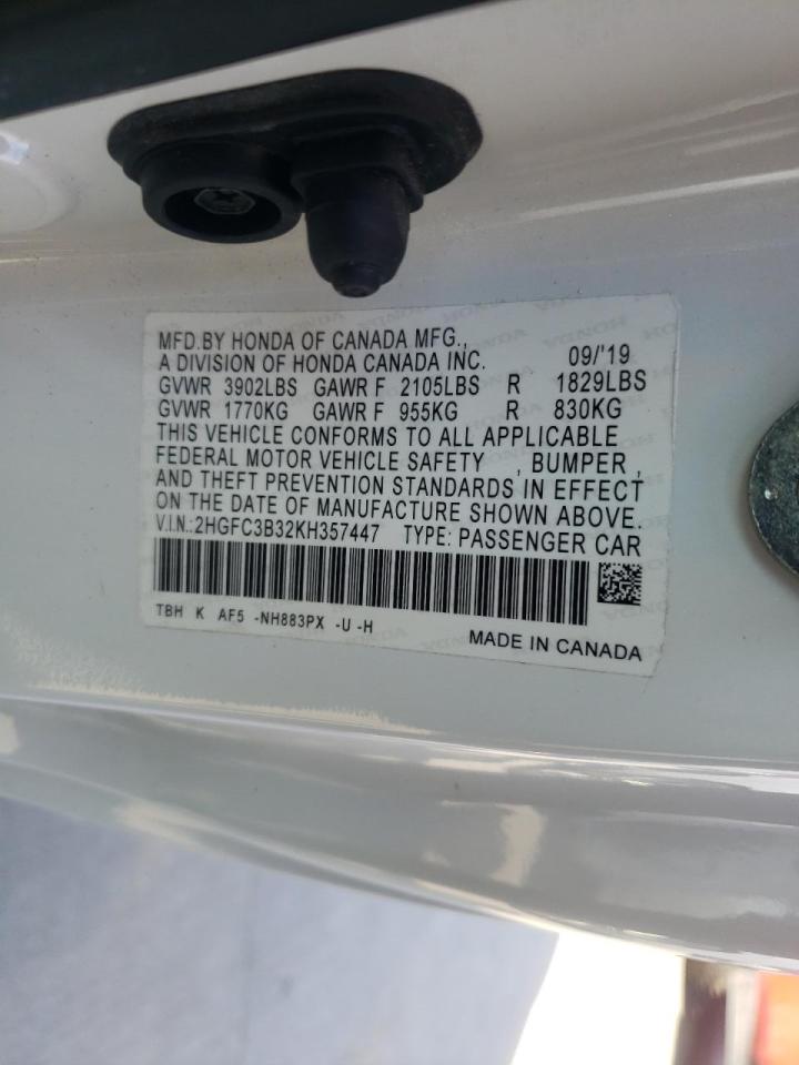 Photo 10 from auction – 2019 HONDA CIVIC EX with VIN 2HGFC3B32KH357447
