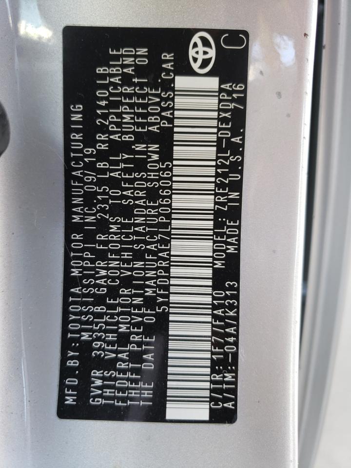 Photo 10 from auction – 2020 TOYOTA COROLLA L with VIN 5YFDPRAE7LP066065
