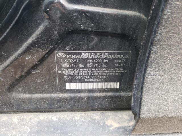 Photo 10 from auction – 2012 HYUNDAI SONATA SE with VIN 5NPEC4AC2CH347415