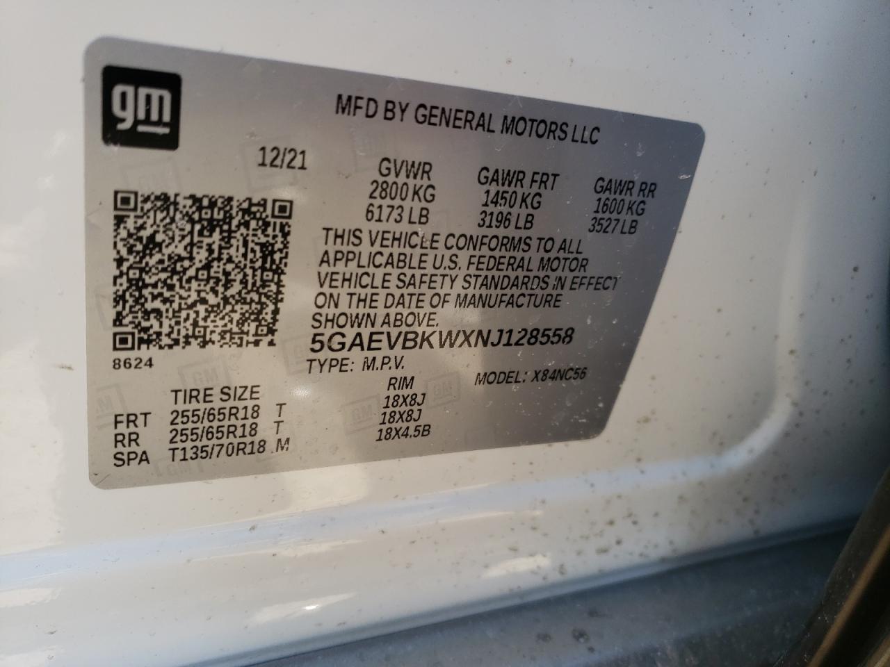 Photo 10 from auction – 2022 BUICK ENCLAVE PR with VIN 5GAEVBKWXNJ128558