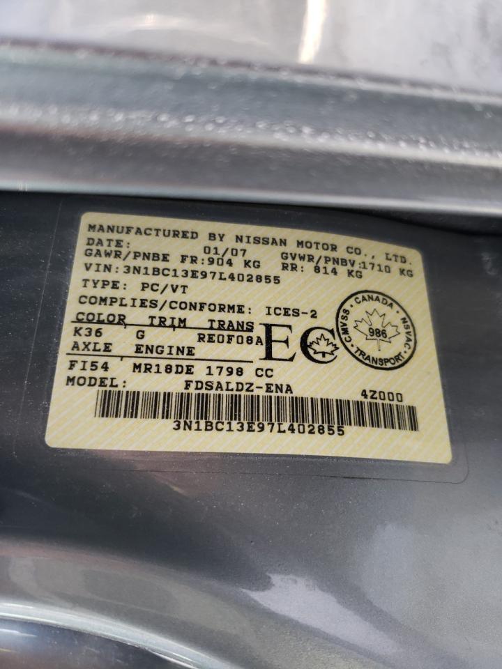 صورة رقم 10 من المزاد - 2007 NISSAN VERSA S مع VIN 3N1BC13E97L402855