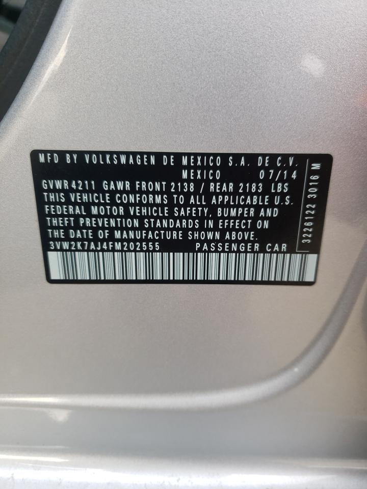 Photo 10 from auction – 2015 VOLKSWAGEN JETTA BASE with VIN 3VW2K7AJ4FM202555