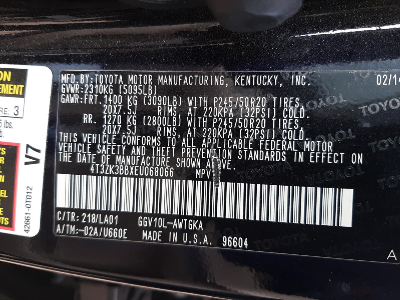 Photo 10 from auction – 2014 TOYOTA VENZA LE with VIN 4T3ZK3BBXEU068066