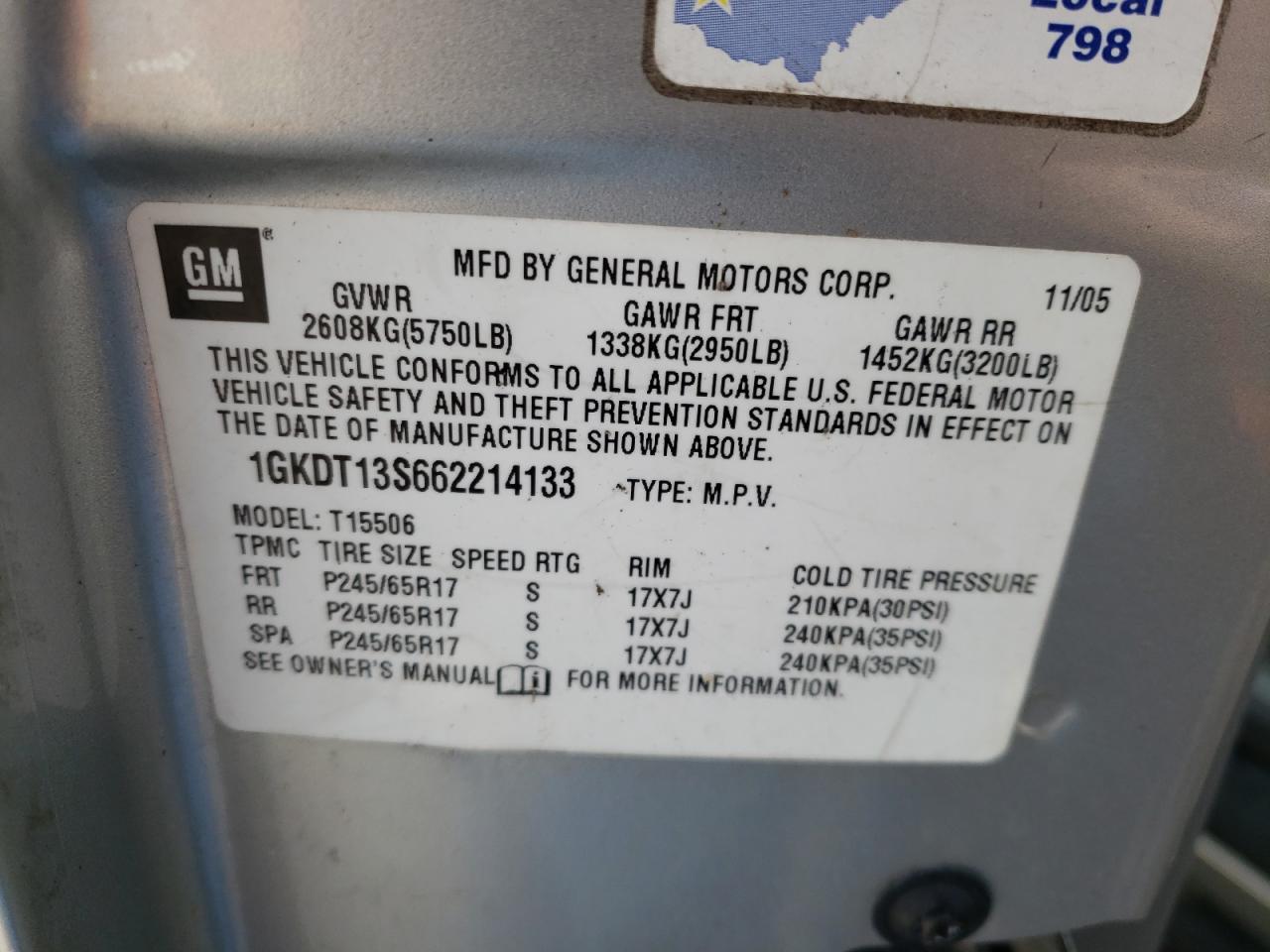 Photo 10 from auction – 2006 GMC ENVOY with VIN 1GKDT13S662214133