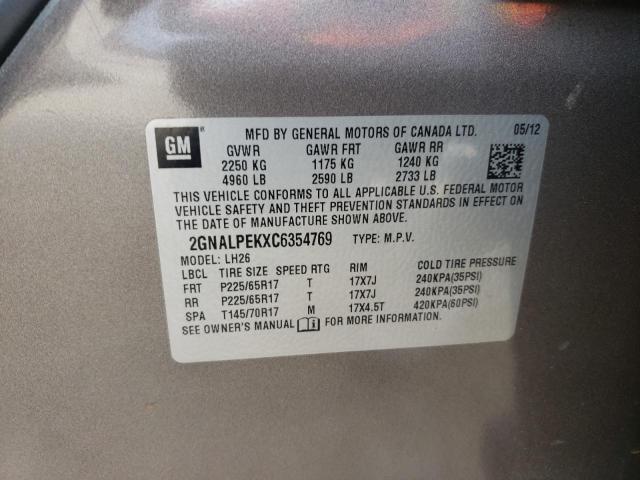 Photo 10 from auction – 2012 CHEVROLET EQUINOX LT with VIN 2GNALPEKXC6354769