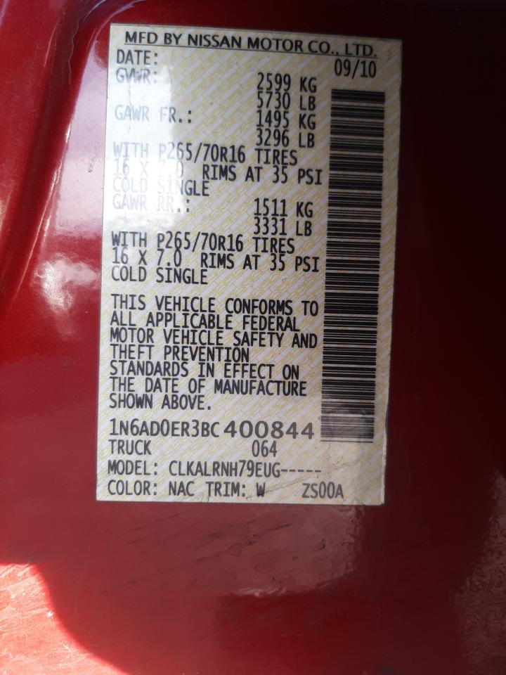 Photo 10 from auction – 2011 NISSAN FRONTIER S with VIN 1N6AD0ER3BC400844