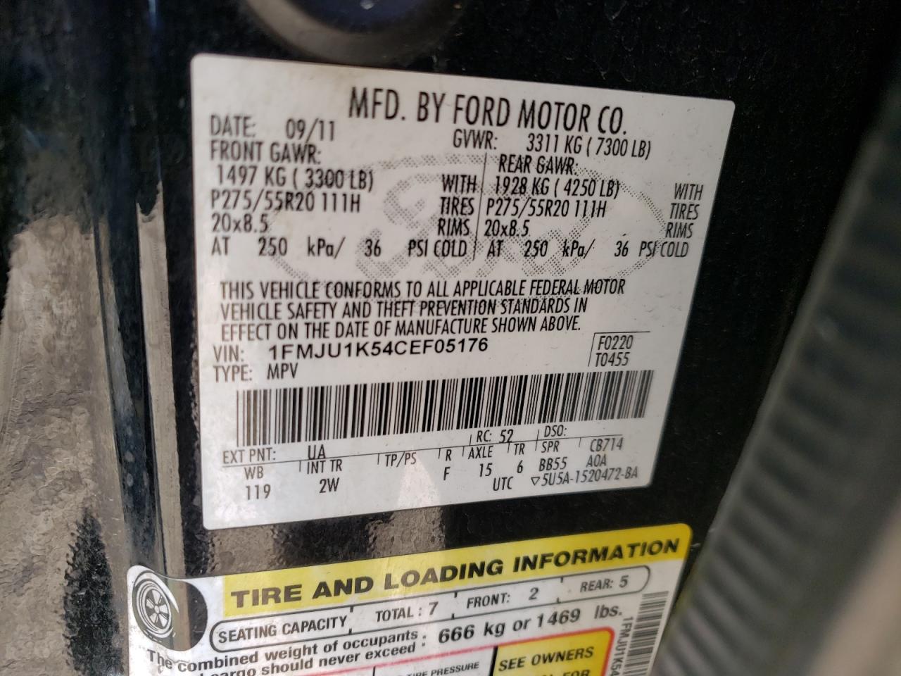 Photo 10 from auction – 2012 FORD EXPEDITION with VIN 1FMJU1K54CEF05176