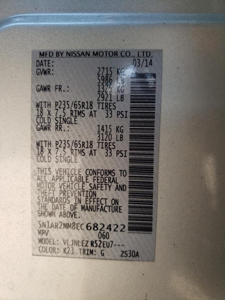 Photo 10 from auction – 2014 NISSAN PATHFINDER with VIN 5N1AR2MM8EC682422