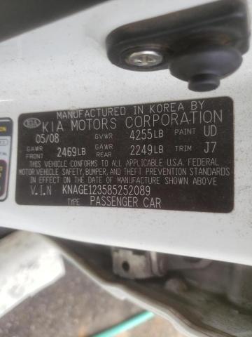 Photo 10 from auction – 2008 KIA OPTIMA LX with VIN KNAGE123585252089