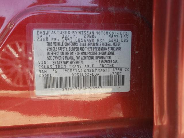 Photo 10 from auction – 2017 NISSAN SENTRA S with VIN 3N1AB7AP1HY289574