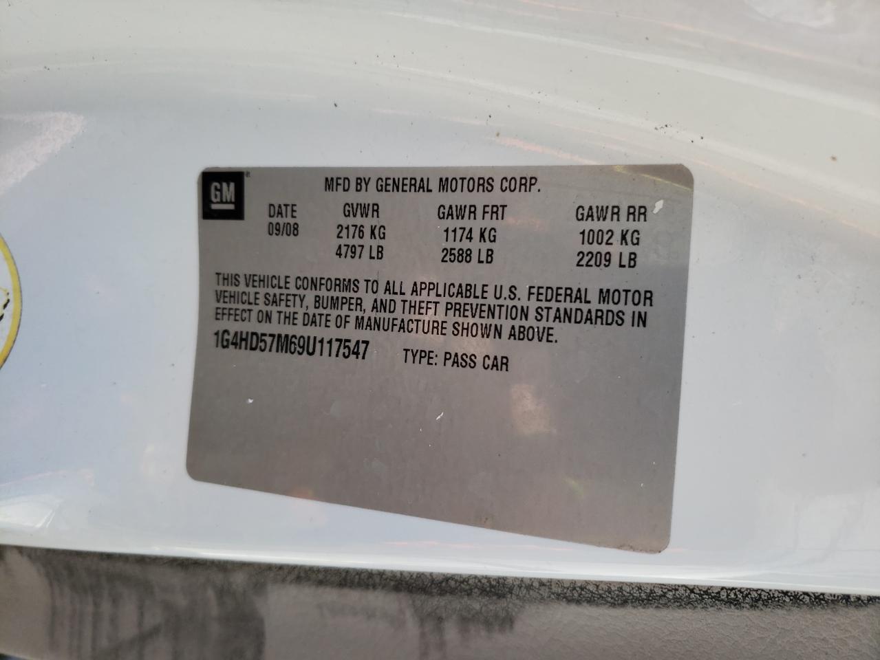 Photo 10 from auction – 2009 BUICK LUCERNE CX with VIN 1G4HD57M69U117547