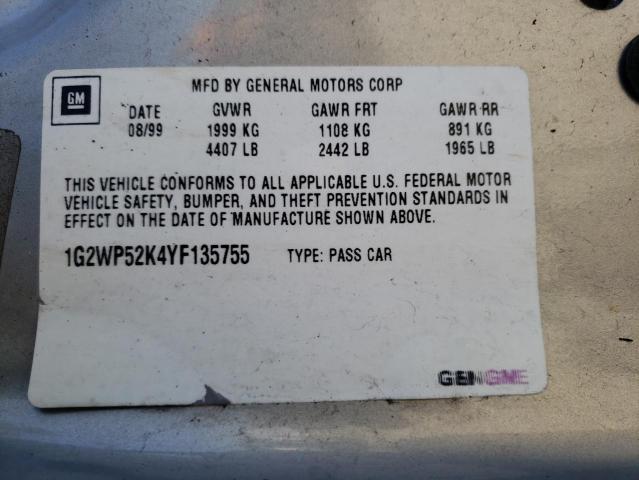 Photo 10 from auction – 2000 PONTIAC GRAND PRIX with VIN 1G2WP52K4YF135755