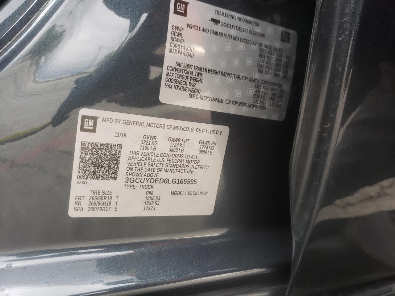Photo 10 from auction – 2020 CHEVROLET SILVERADO with VIN 3GCUYDED6LG165595