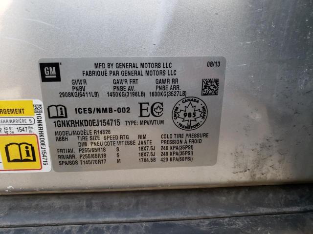 Photo 10 from auction – 2014 CHEVROLET TRAVERSE L with VIN 1GNKRHKD0EJ154715