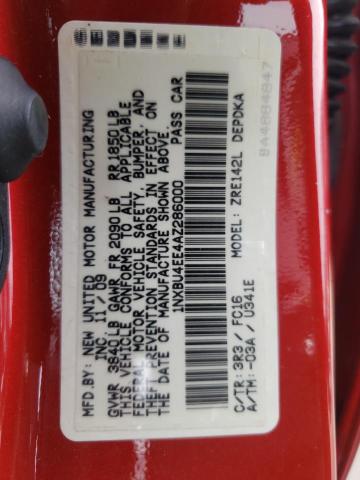 Photo 10 from auction – 2010 TOYOTA COROLLA BA with VIN 1NXBU4EE4AZ286000