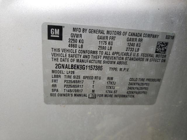 Photo 10 from auction – 2016 CHEVROLET EQUINOX LS with VIN 2GNALBEK9G1157386