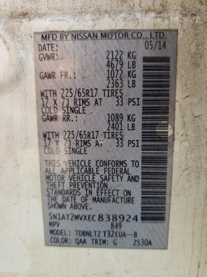 Photo 10 from auction – 2014 NISSAN ROGUE S with VIN 5N1AT2MVXEC838924