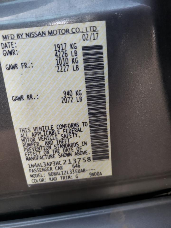 Photo 10 from auction – 2017 NISSAN ALTIMA 2.5 with VIN 1N4AL3AP3HC213758