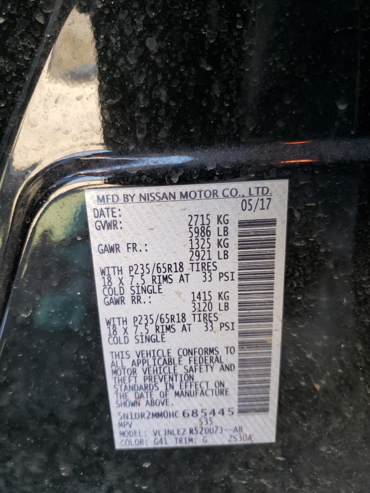 Photo 10 from auction – 2017 NISSAN PATHFINDER with VIN 5N1DR2MM0HC685445