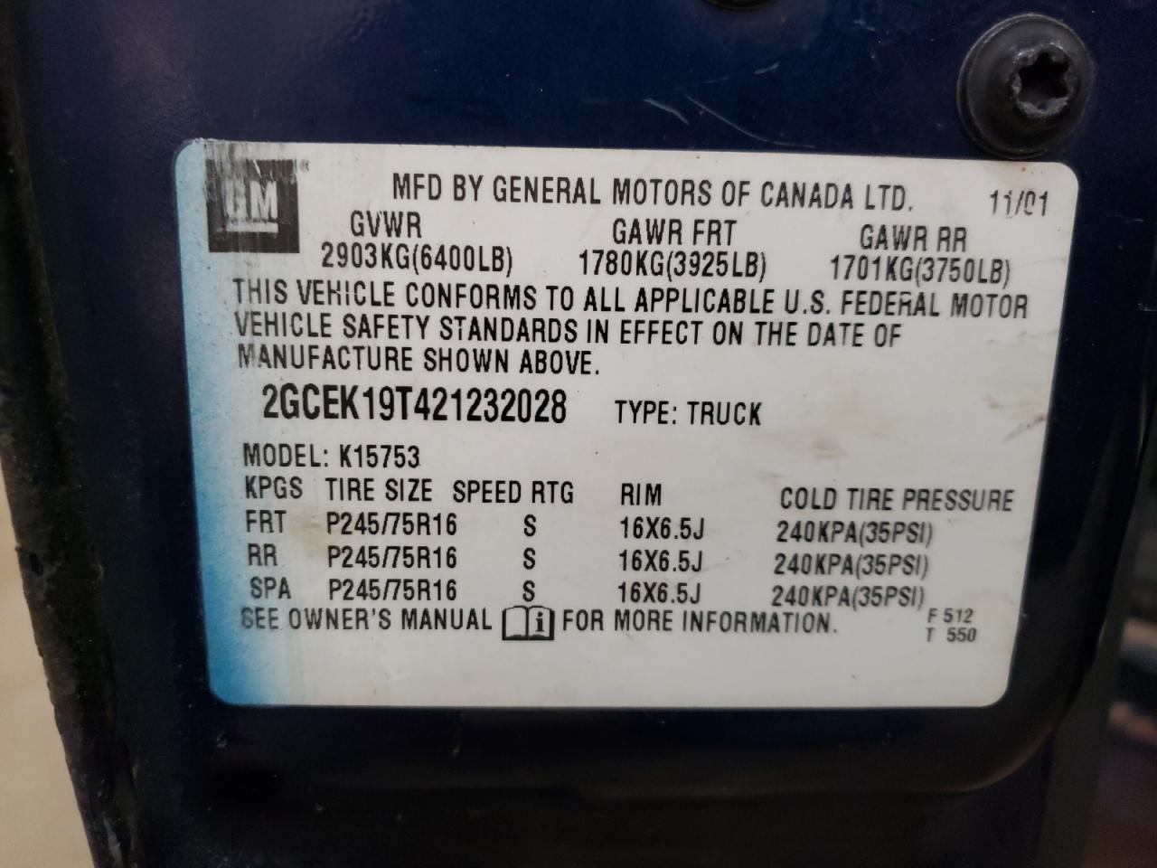 Photo 10 from auction – 2002 CHEVROLET SILVERADO with VIN 2GCEK19T421232028