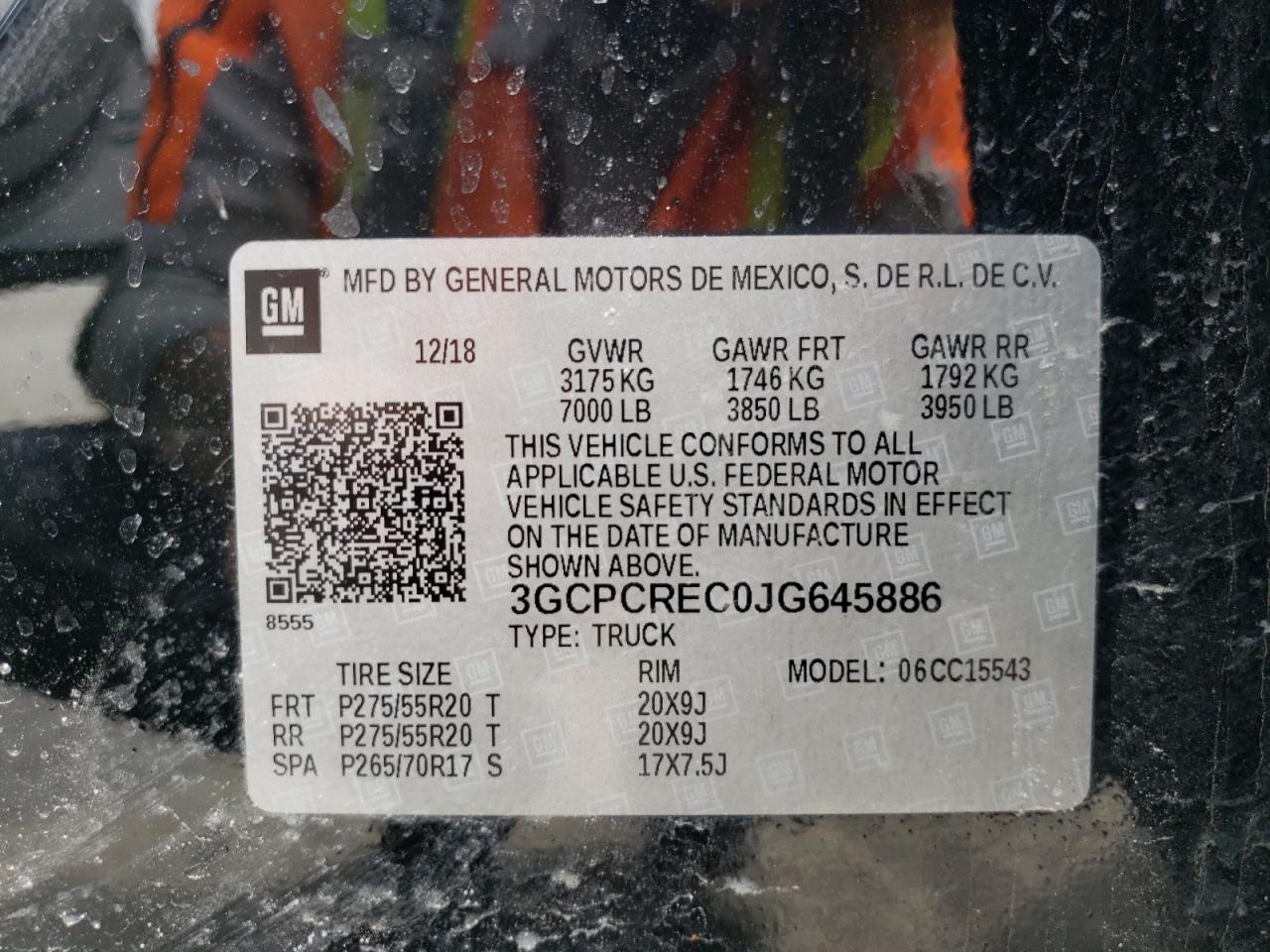 Photo 10 from auction – 2018 CHEVROLET SILVERADO with VIN 3GCPCREC0JG645886