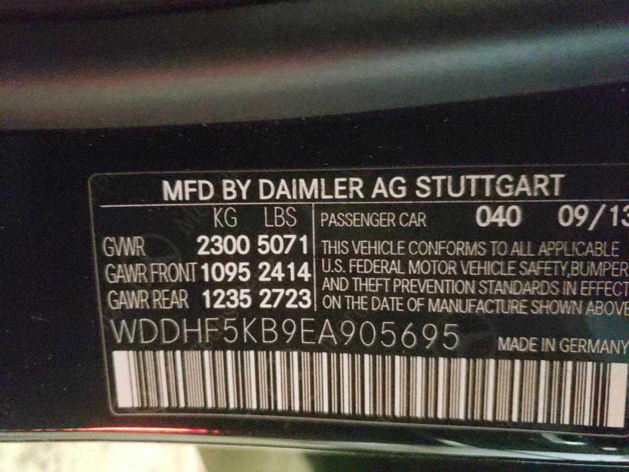 Photo 10 from auction – 2014 MERCEDES-BENZ E 350 with VIN WDDHF5KB9EA905695