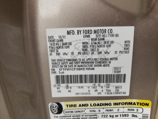 Photo 10 from auction – 2011 FORD F150 SUPER with VIN 1FTFW1CFXBKE16546