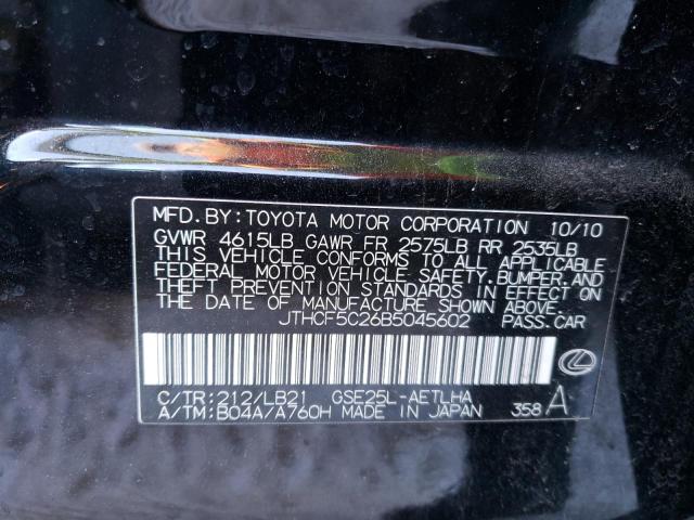 Photo 10 from auction – 2011 LEXUS IS 250 with VIN JTHCF5C26B5045602