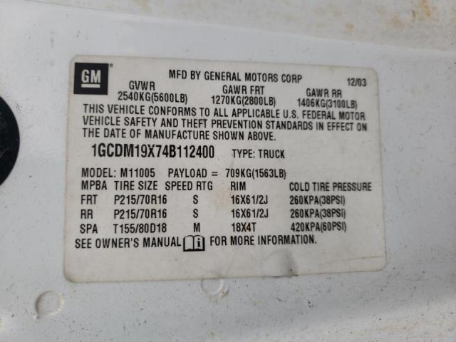 Фото 10 с аукциона – 2004 CHEVROLET ASTRO с VIN 1GCDM19X74B112400