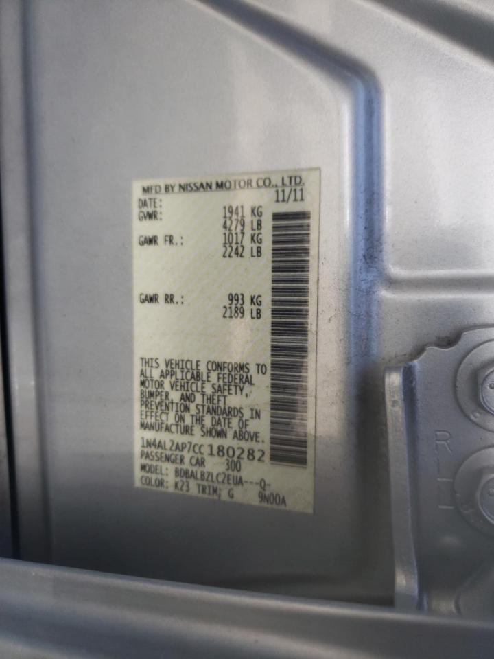 Photo 10 from auction – 2012 NISSAN ALTIMA BAS with VIN 1N4AL2AP7CC180282