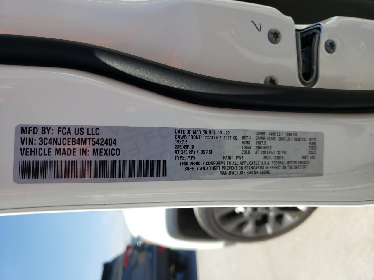 Photo 20 from auction – 2021 JEEP COMPASS 80 with VIN 3C4NJCEB4MT542404