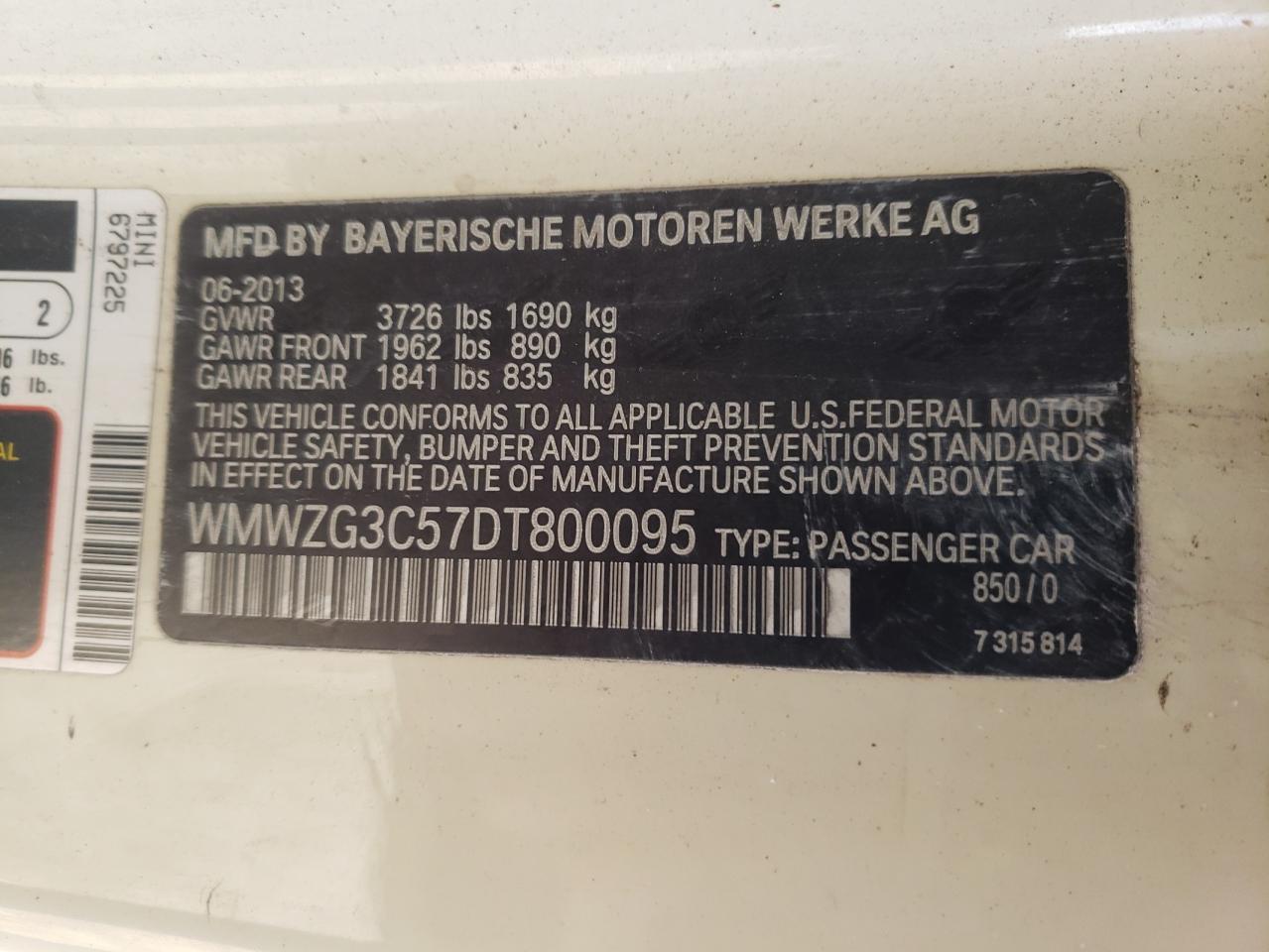 Photo 10 from auction – 2013 MINI COOPER S C with VIN WMWZG3C57DT800095