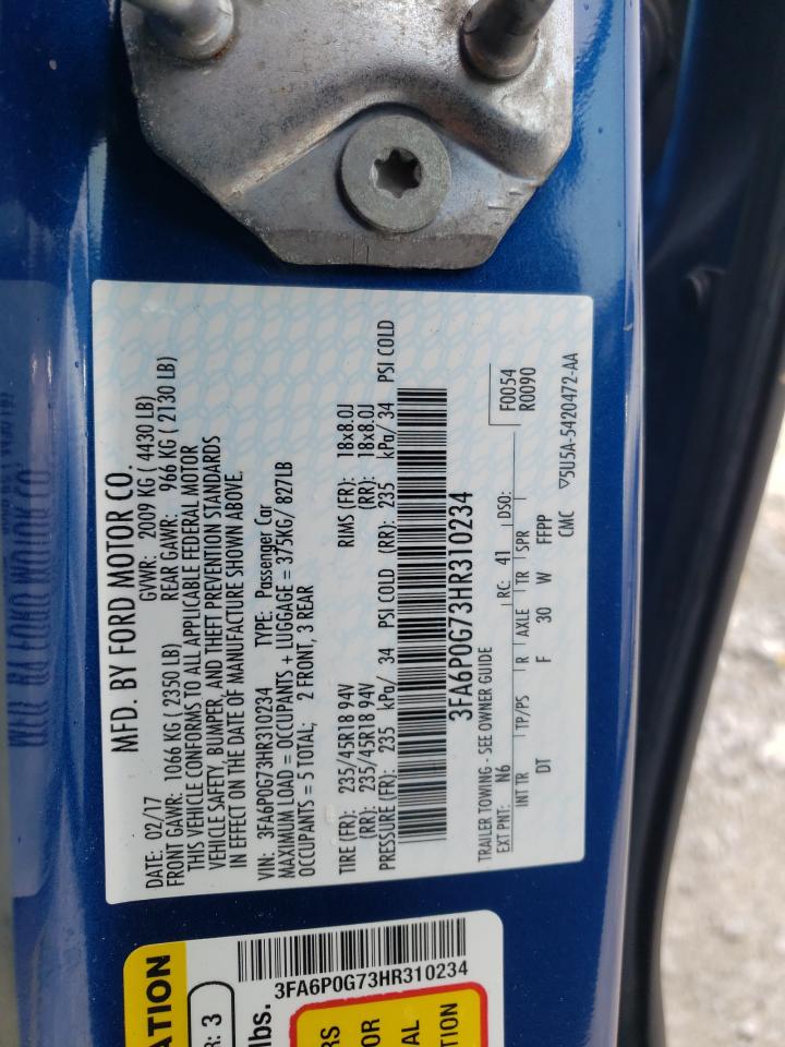 Photo 10 from auction – 2017 FORD FUSION S with VIN 3FA6P0G73HR310234
