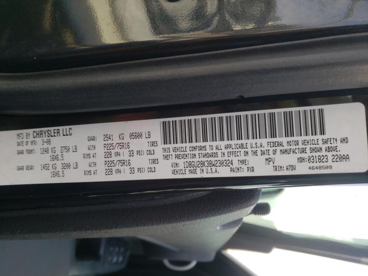 Photo 10 from auction – 2008 DODGE NITRO SXT with VIN 1D8GU28K38W230324