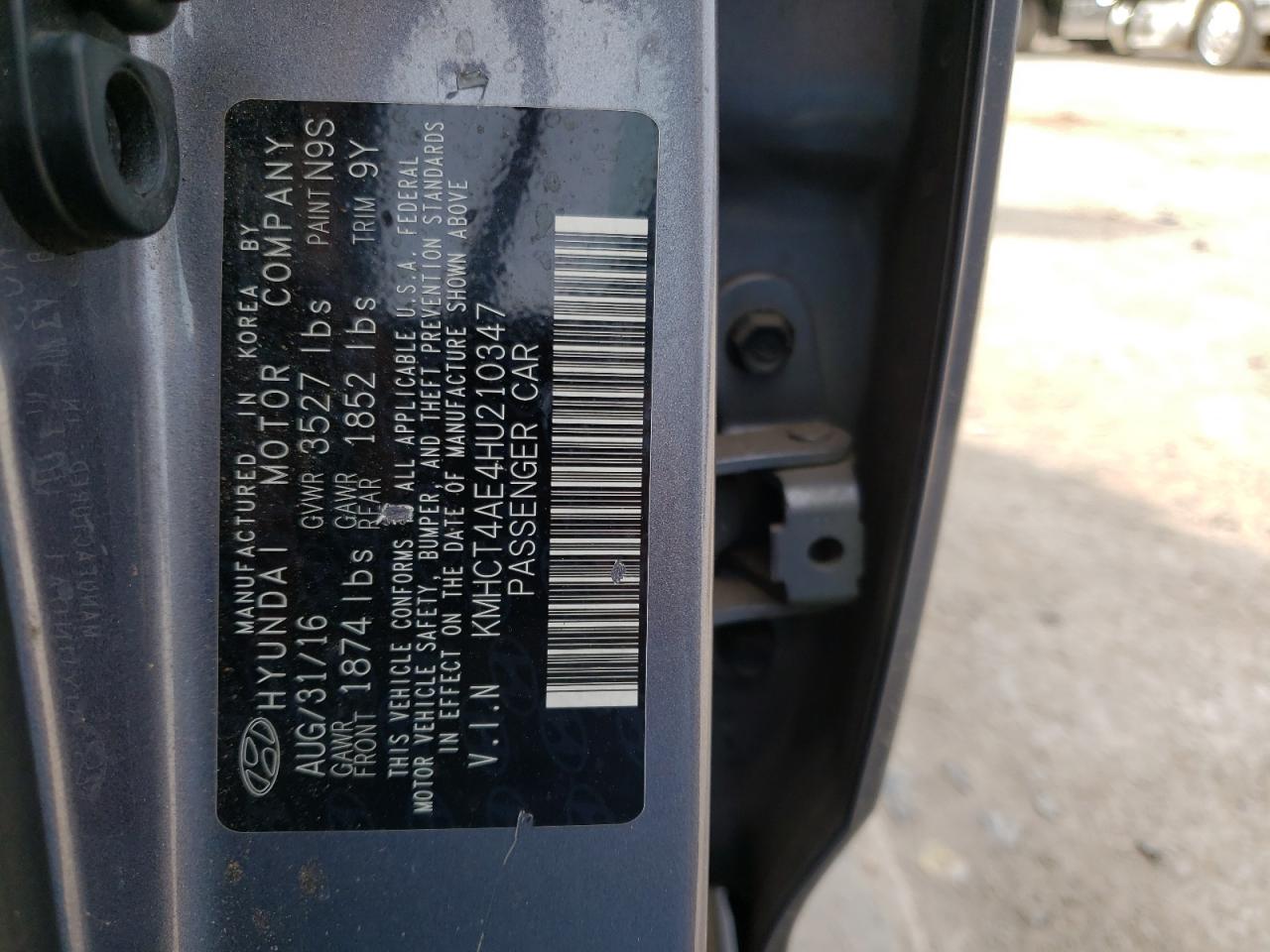 Photo 10 from auction – 2017 HYUNDAI ACCENT SE with VIN KMHCT4AE4HU210347